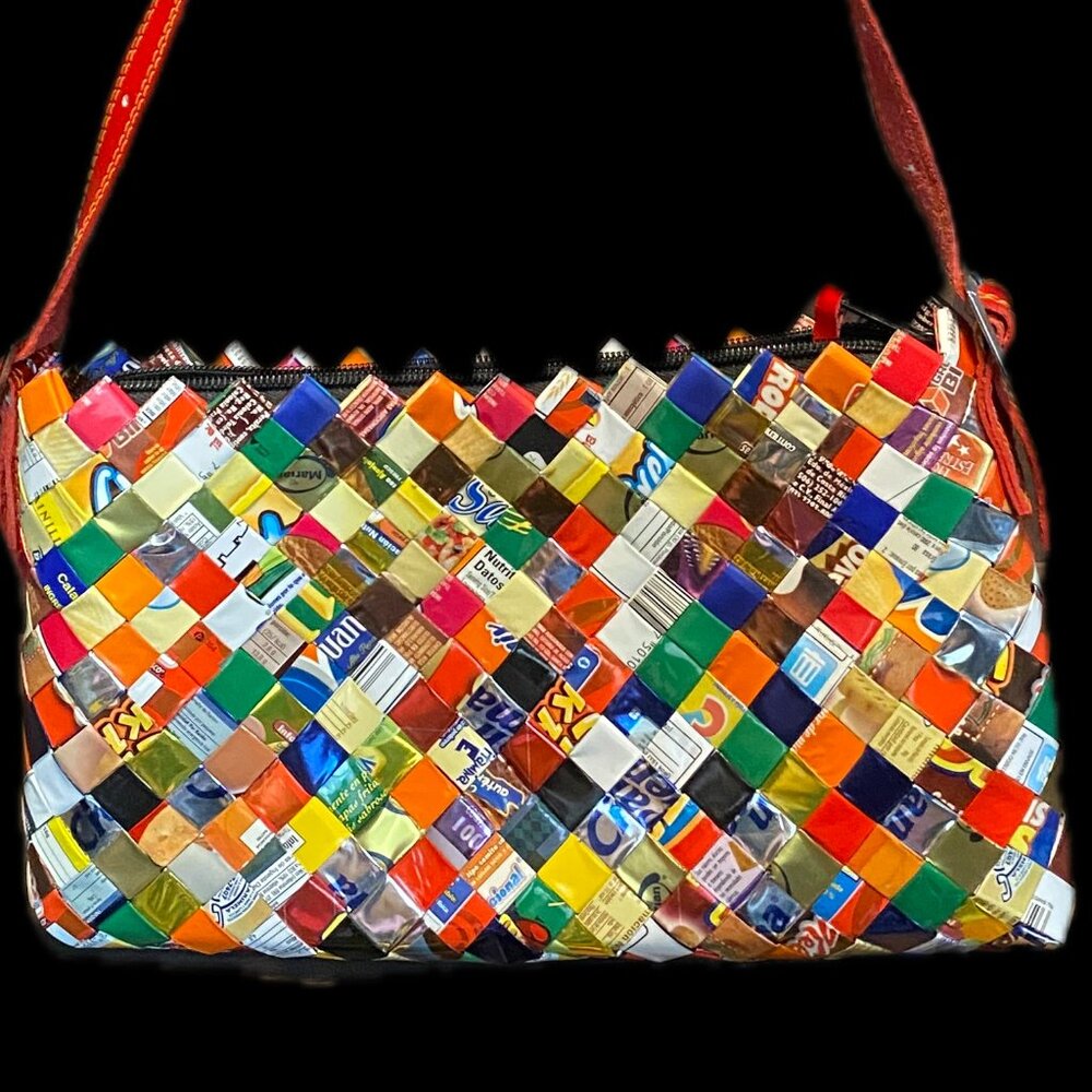 Nahui Ollin Handcrafted Candy Wrapper Convertible Shoulder Bag